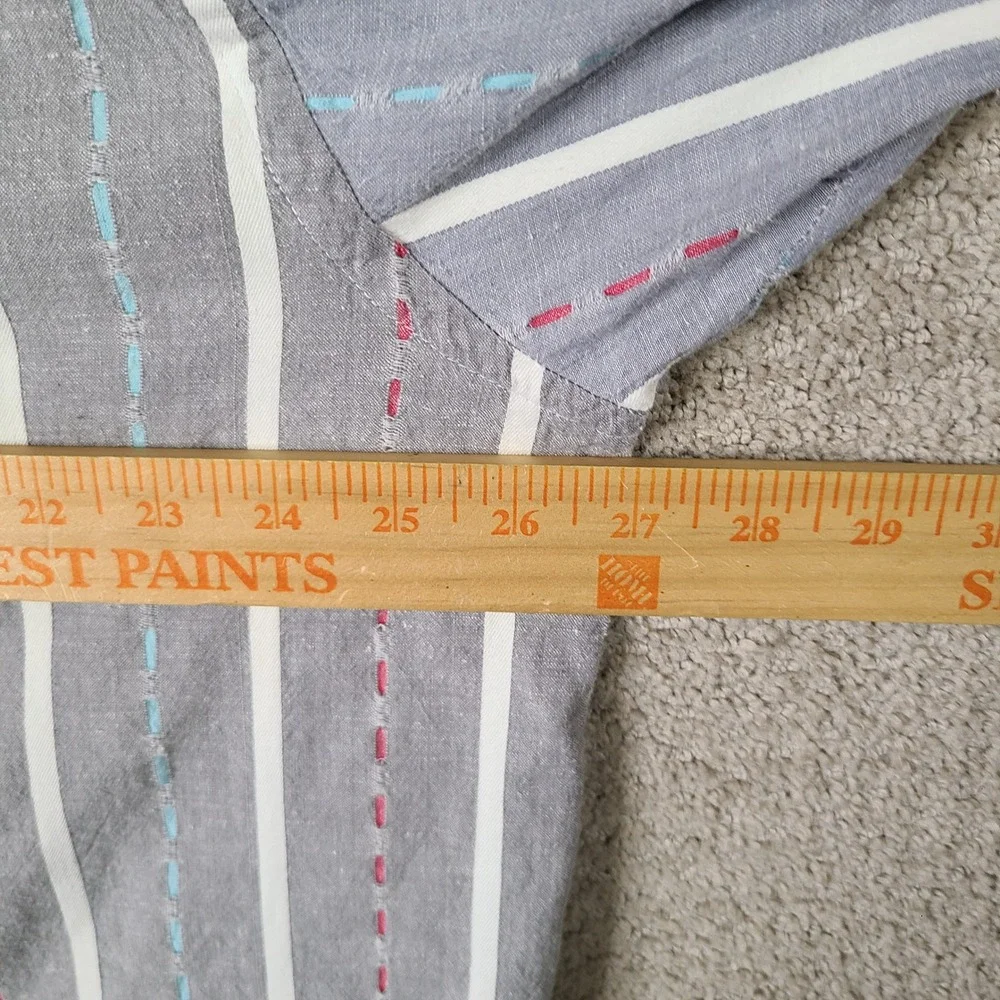 Vintage Magna Force Shirt Mens 2XL Gray Striped Long Sleeve Button Up USA Cotton